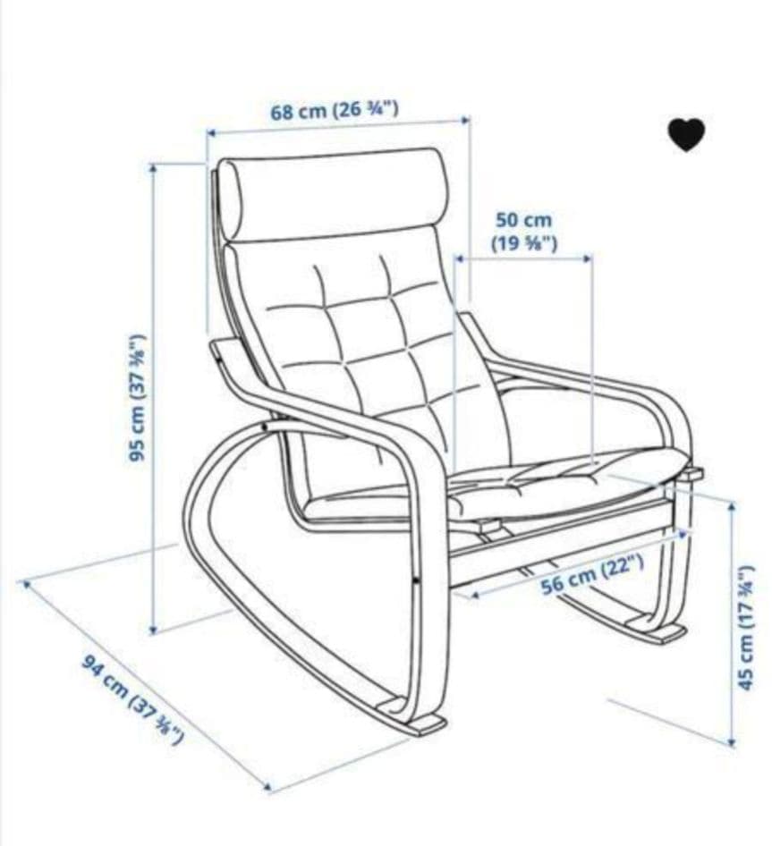 IKEA　イケア　ポエング　ロッキングチェア マット付き　木製フレーム