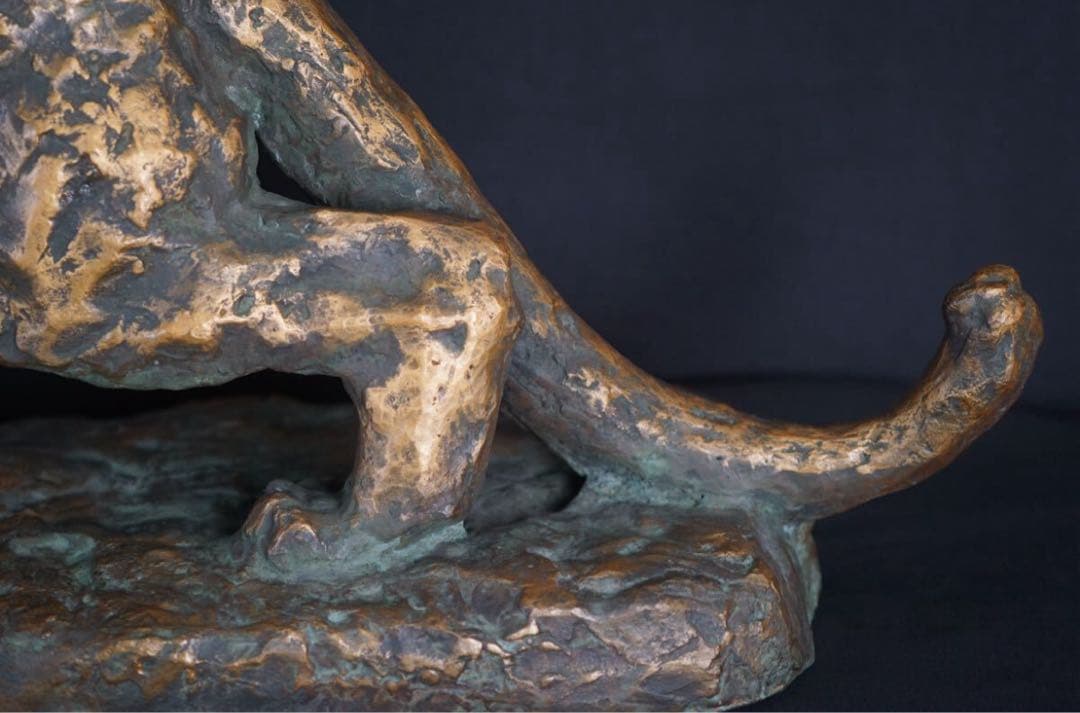 彫刻家 北村西望 作 ブロンズ『猛虎』超大型 1974年作 大理石台付 巨匠