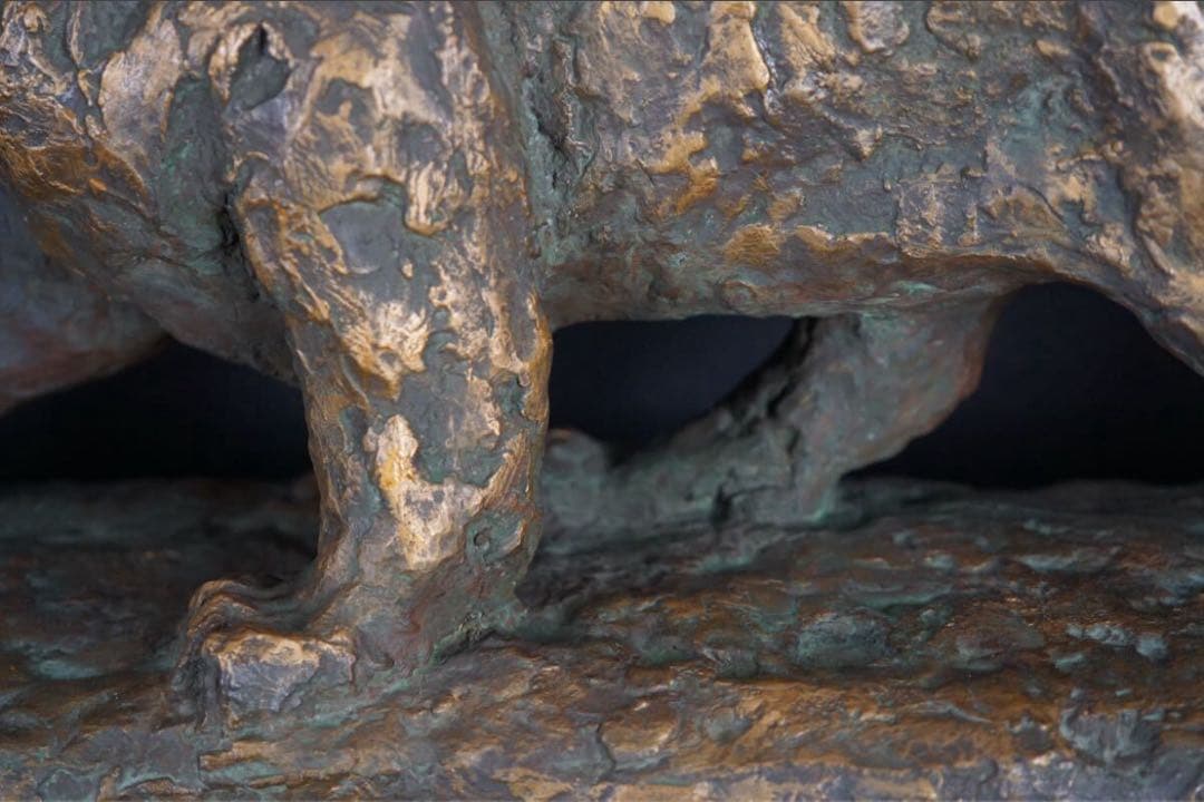 彫刻家 北村西望 作 ブロンズ『猛虎』超大型 1974年作 大理石台付 巨匠