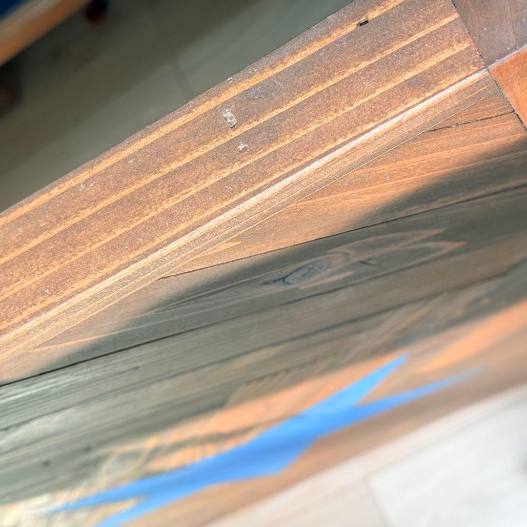 木製ヘリンボーンローテーブル ヴィンテージ仕上げ