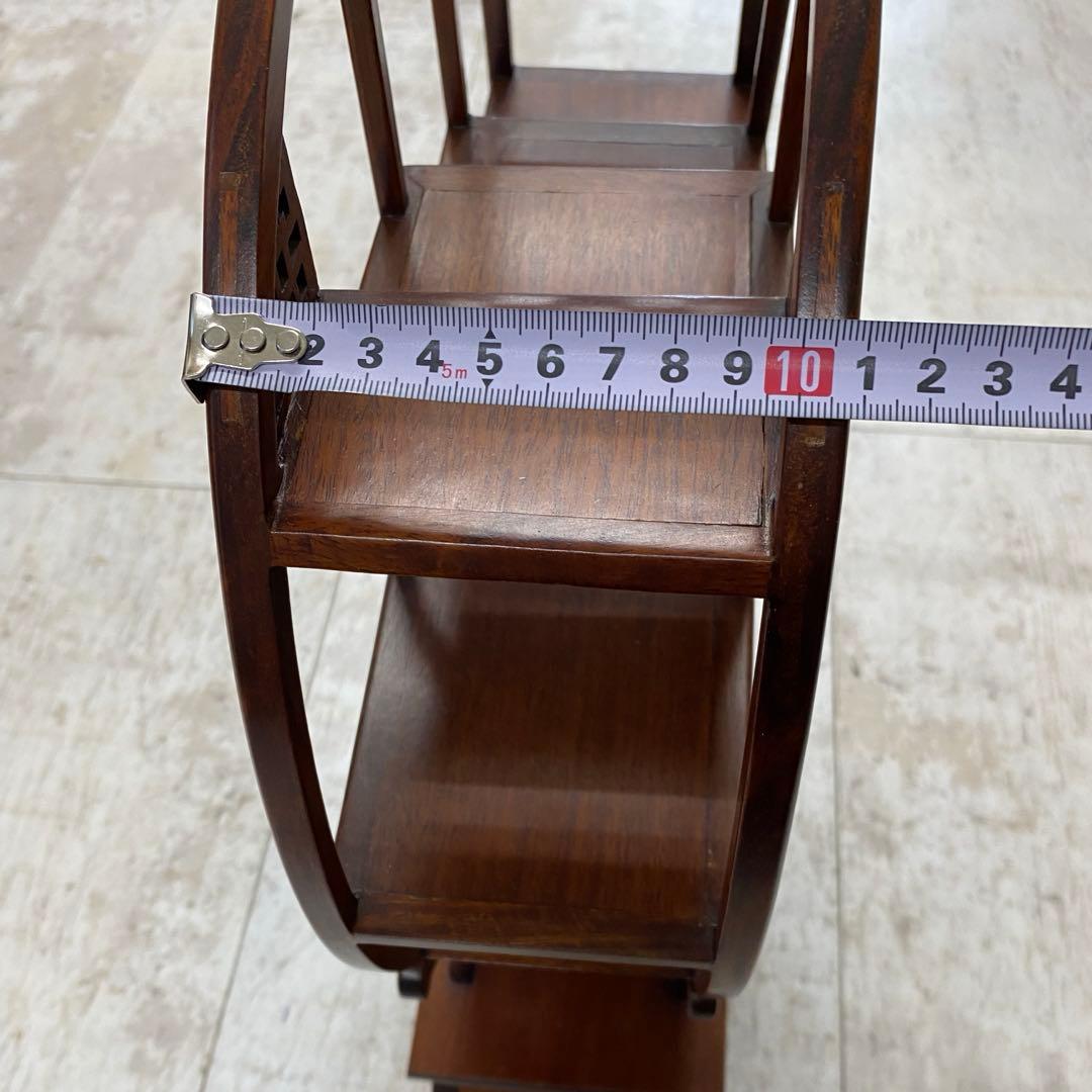 唐木 花梨無垢　飾り棚 和風アンティーク　茶器棚　盆栽台 丸型 円形