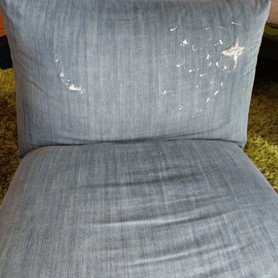 ロデチェア　ダメージデニムカバー １人掛けチェア　リクライニング