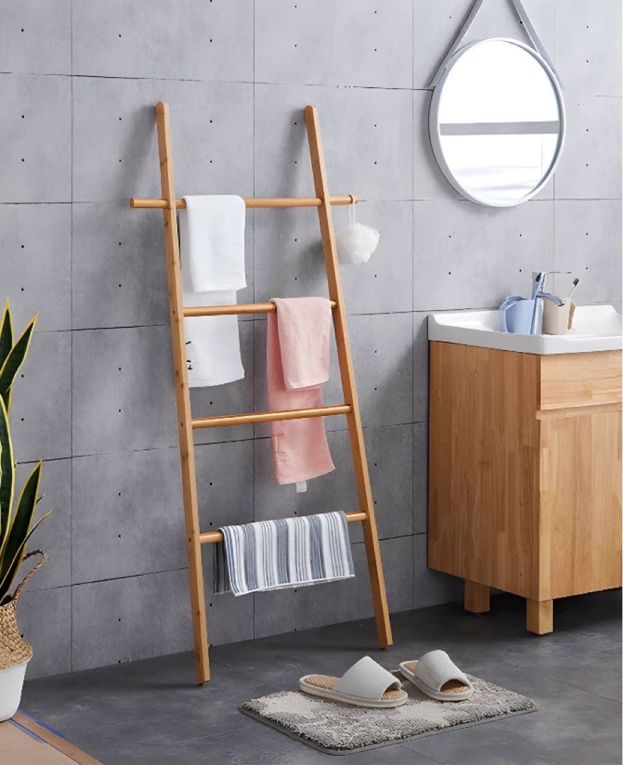【ラダーラック／シェルフ】掛ける収納♩ラダー型タオル掛け 145cm⁂