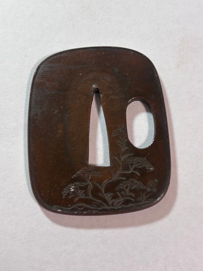 鐔鍔つば　色金　片切り彫　見事　短刀鐔　江戸時代