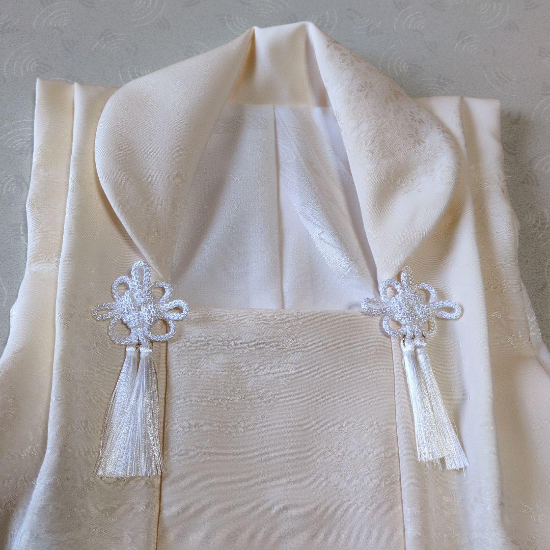 七五三３歳正絹手縫いの被布（花輪柄入り）中綿無し