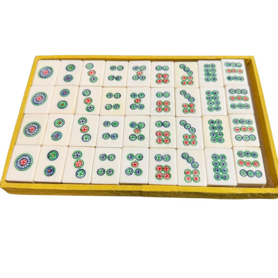 中国 高級 麻雀牌 竹牌 花牌付 ケース入 昭和レトロ