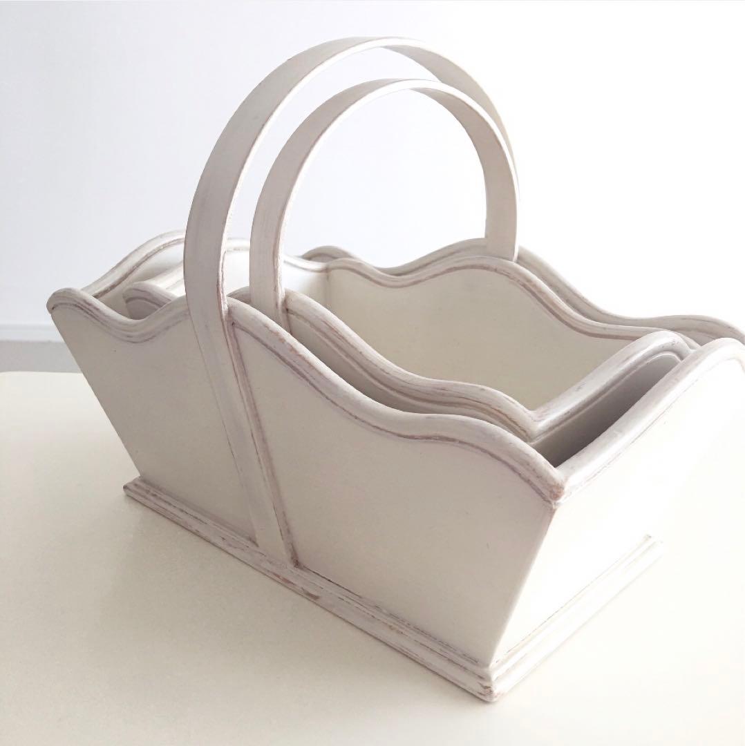 木製バスケット(大小2個セット)