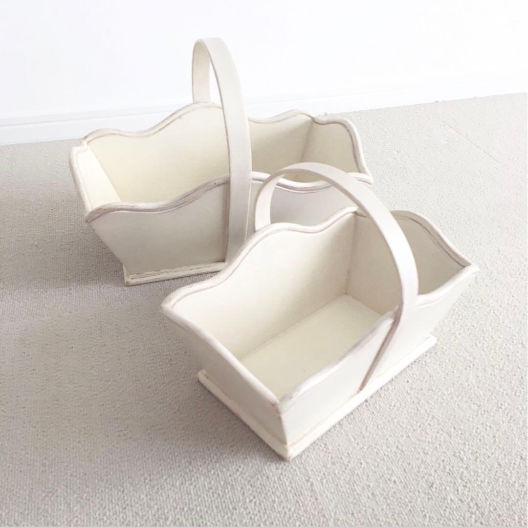 木製バスケット(大小2個セット)