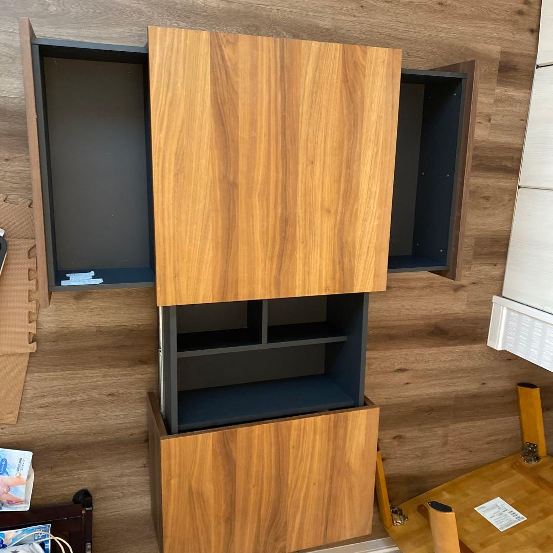 木目調センターテーブル 大量引き出し付き　一生紀