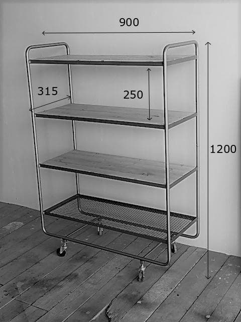 割引 アイアンポールシェルフ/Iron pole shelf/4段/キャスター