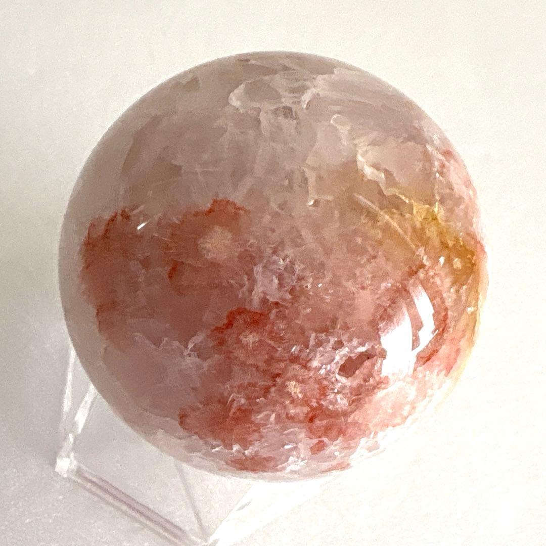 高品質　ジオード桜瑪瑙　スフィア　59mm 天然水晶結晶ザクザク　置物　275g