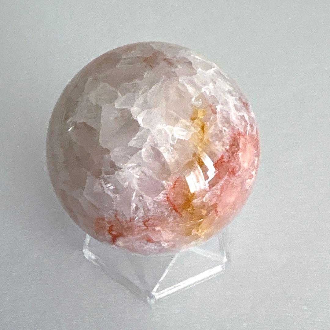 高品質　ジオード桜瑪瑙　スフィア　59mm 天然水晶結晶ザクザク　置物　275g