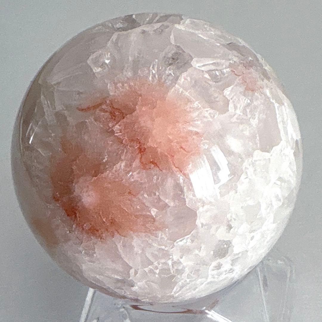 高品質　ジオード桜瑪瑙　スフィア　59mm 天然水晶結晶ザクザク　置物　275g