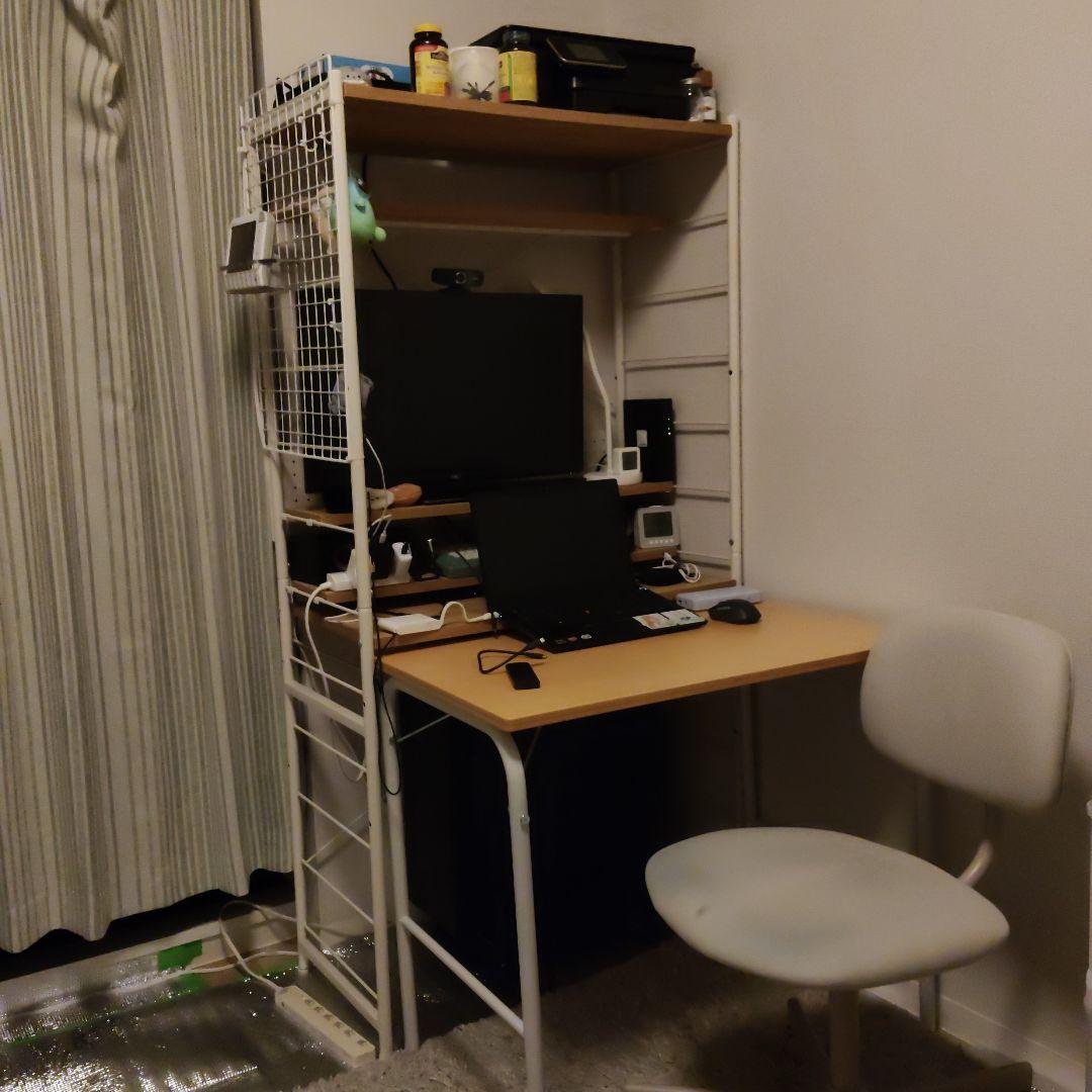 ユニットシェルフデスク　幅80cm　高さ可変　無印ライク　キーボードトレイなし