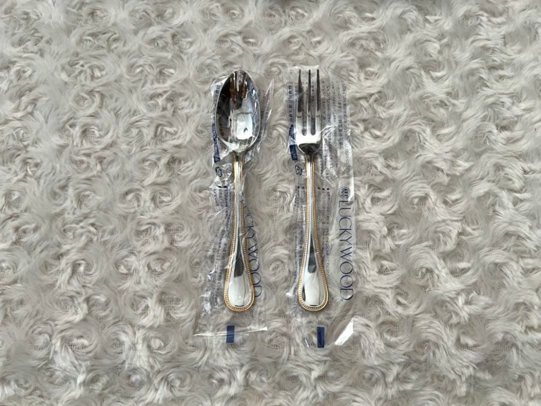 ラッキーウッド カトラリーセット　フレンチアクセント　金彩スプーン＆フォーク