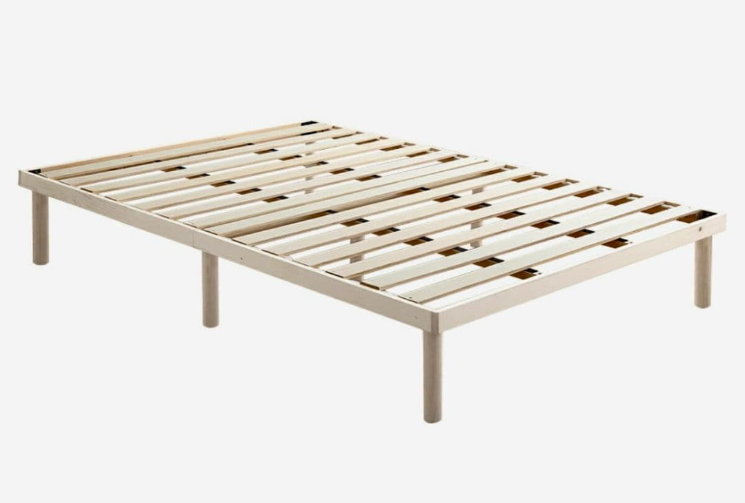 【現地引取OK】木製スラットベッド ダブルサイズ(ホワイト)