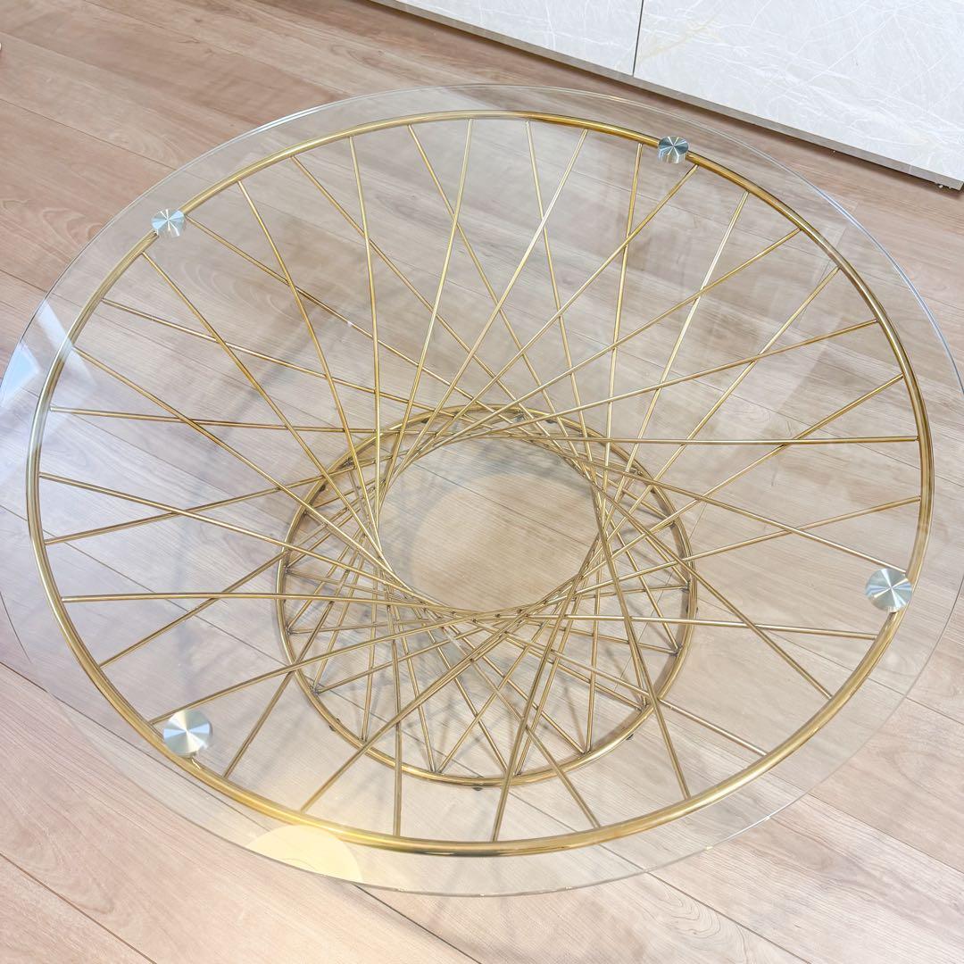 Francfranc マーリア コーヒーテーブル クリア×ゴールド（φ800) - メルカリ