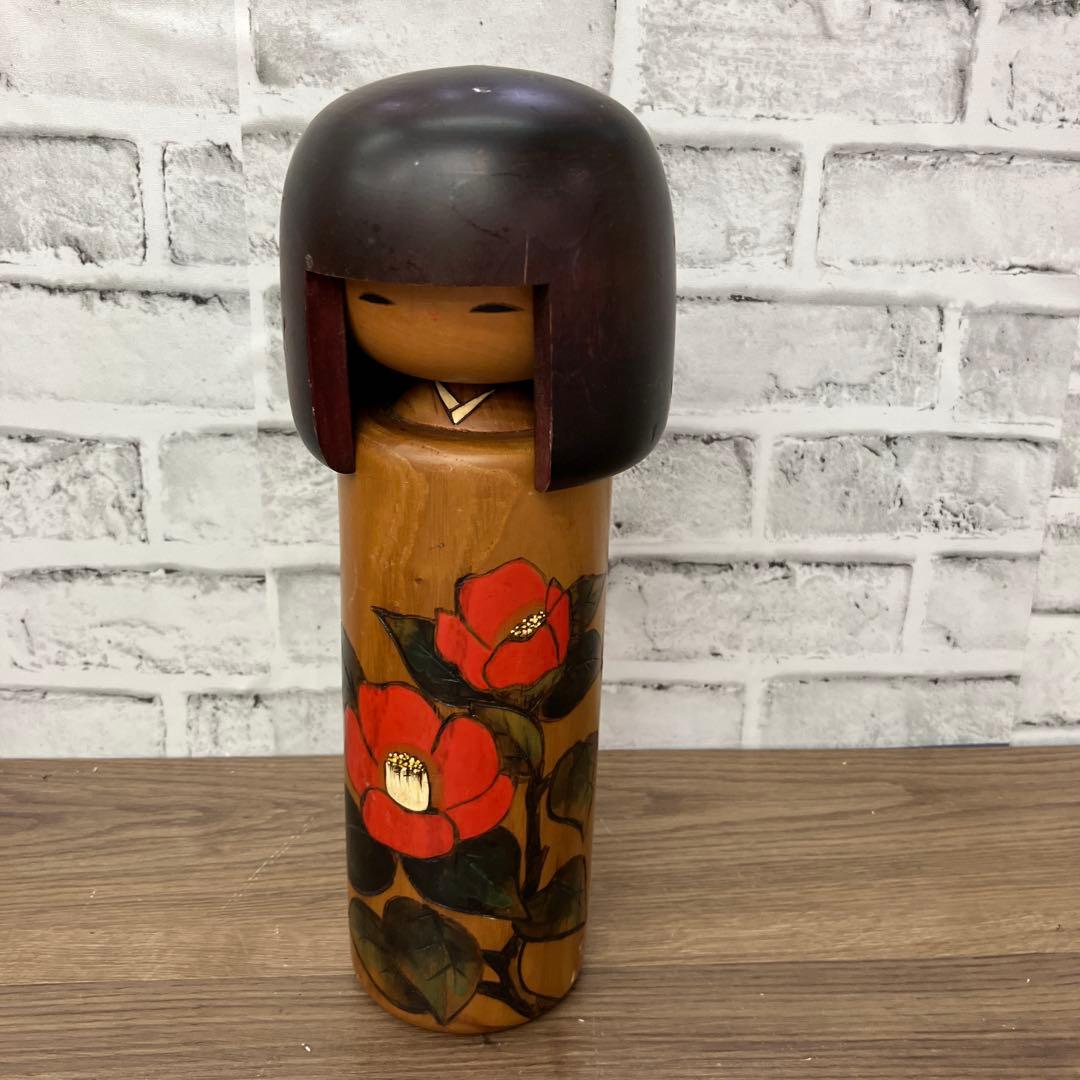 A-壁 こけし 卯三郎作 椿 創作こけし 木工芸 郷土玩具 置物 インテリア