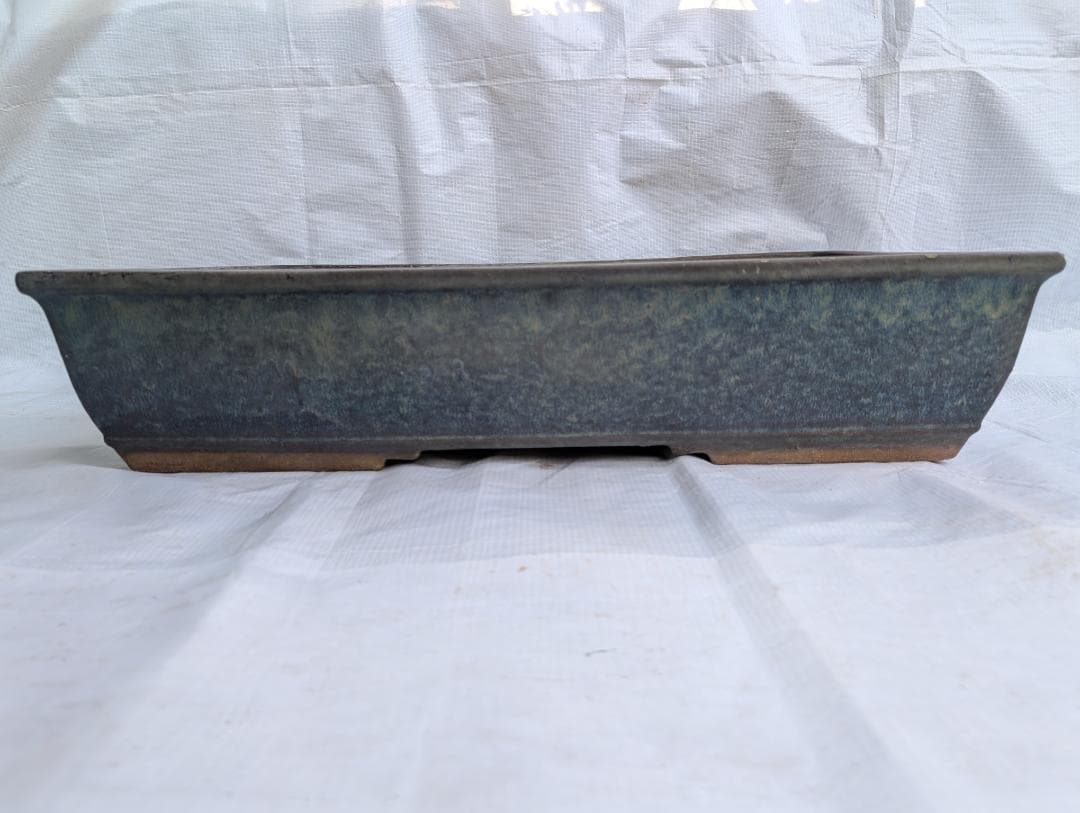 大型 盆栽鉢 65cm 平鉢 彫刻入り 長方形盆栽鉢 匿名配送