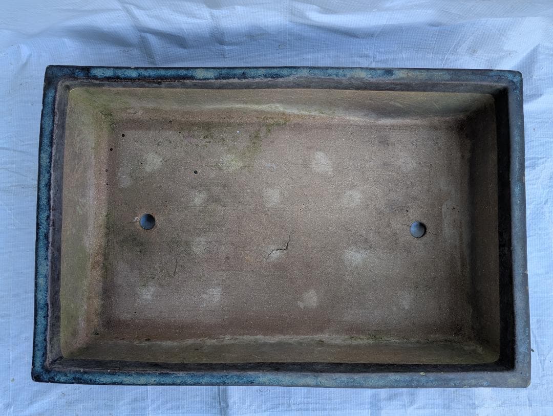 大型 盆栽鉢 65cm 平鉢 彫刻入り 長方形盆栽鉢 匿名配送