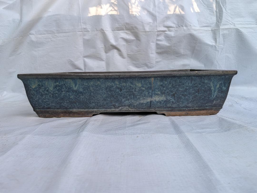 大型 盆栽鉢 65cm 平鉢 彫刻入り 長方形盆栽鉢 匿名配送