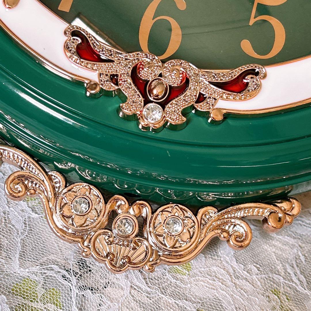 ヨーロピアン雑貨 おしゃれな壁掛け時計 （Green） 装飾的な両面時計