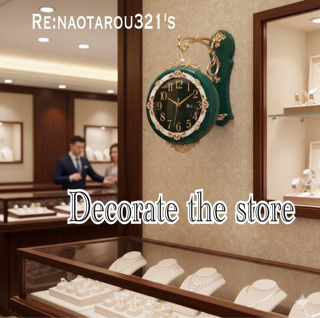 ヨーロピアン雑貨 おしゃれな壁掛け時計 （Green） 装飾的な両面時計