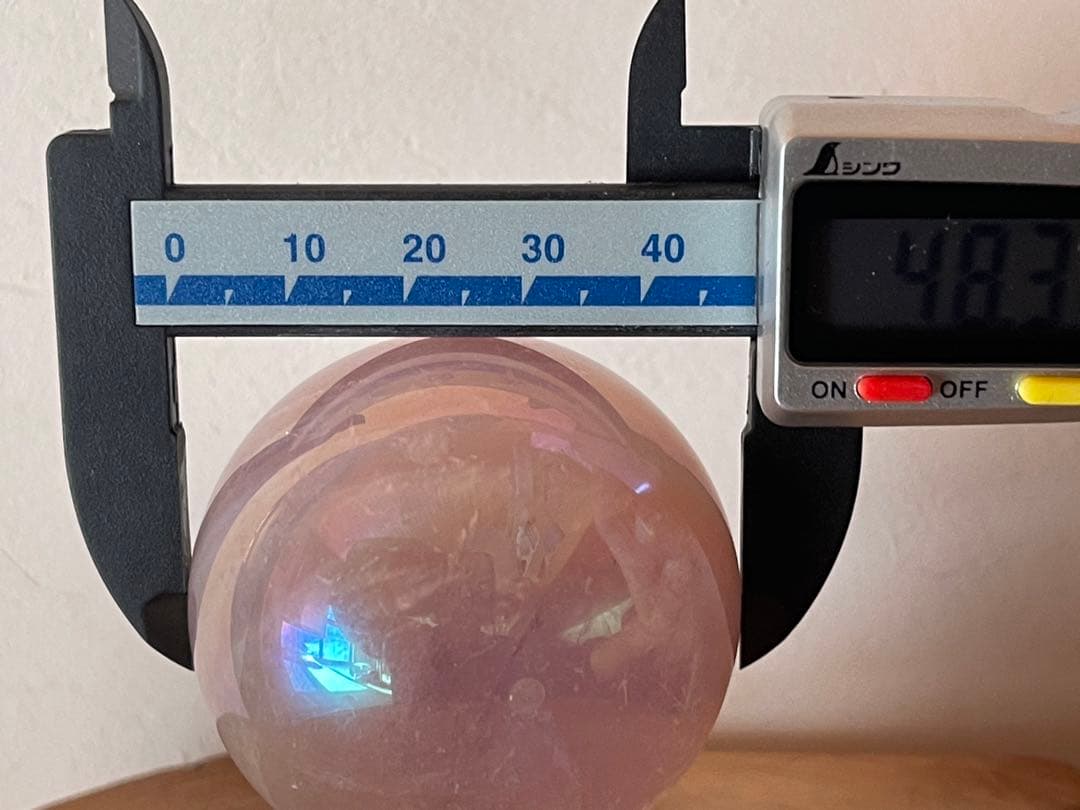 新品未使用　【ローズオーラ水晶】スフィア　48.5ミリ玉　恋愛、自己愛に最適！