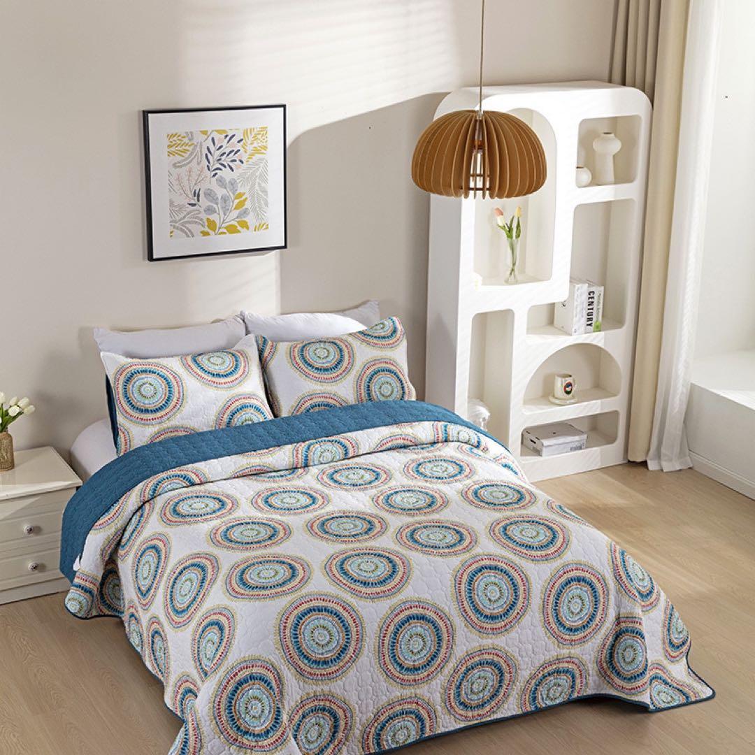 キルトベッドカバー3点セット綿マルチカバー キルティング 105