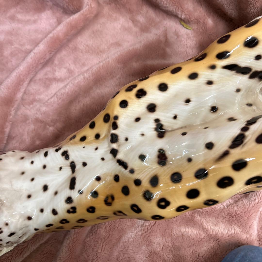 引取限定 ★ Ranzan 陶器 ヒョウ ジャガー 猫化 オブジェ インテリア