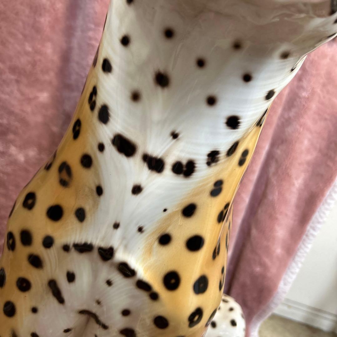 引取限定 ★ Ranzan 陶器 ヒョウ ジャガー 猫化 オブジェ インテリア