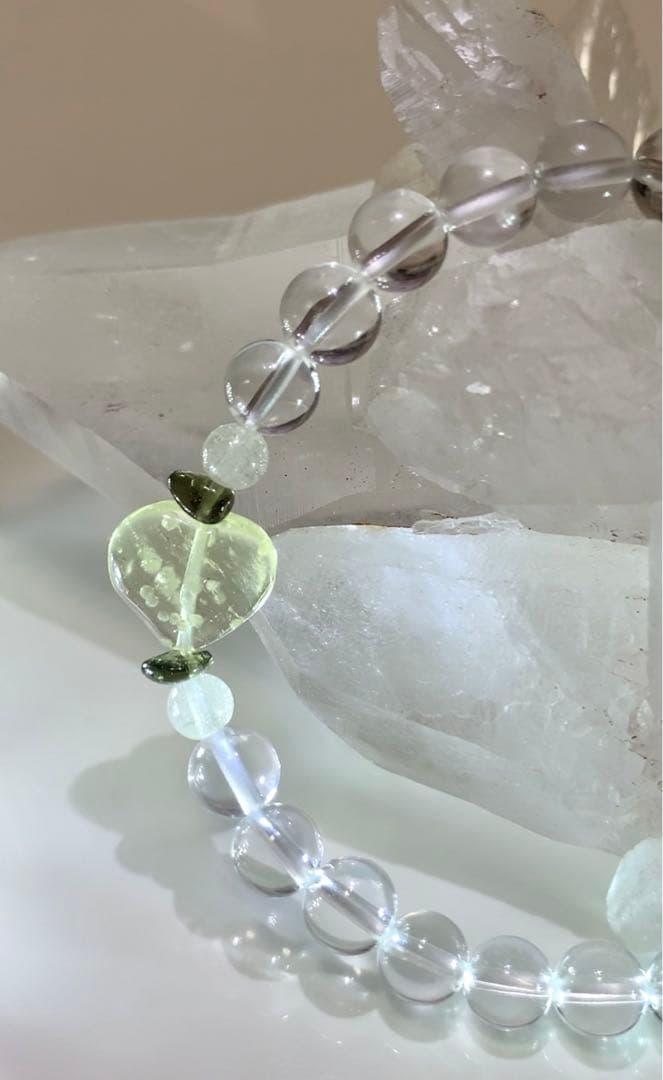 ★高品質★ モルダバイト　リビアングラス　ホワイトトパーズ　ブレスレット