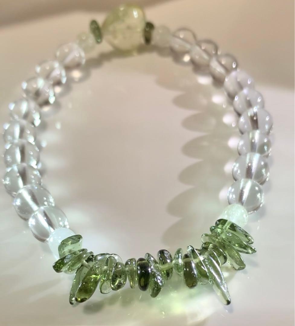 ★高品質★ モルダバイト　リビアングラス　ホワイトトパーズ　ブレスレット