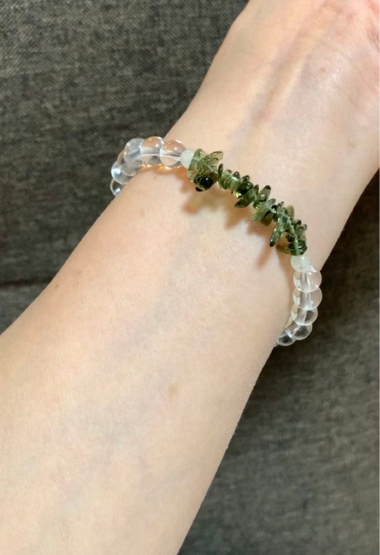 ★高品質★ モルダバイト　リビアングラス　ホワイトトパーズ　ブレスレット