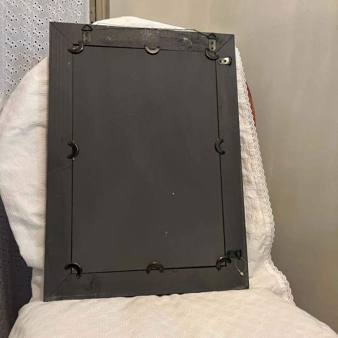 リー　アンティーク　木製　ミラー　ダークグレー