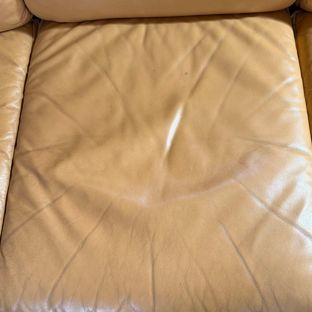 4人掛けレザーソファ キャメル