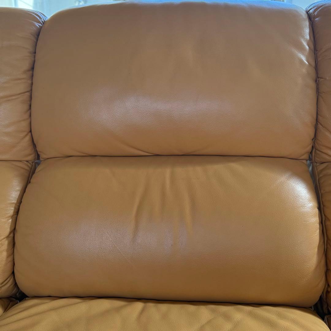 4人掛けレザーソファ キャメル