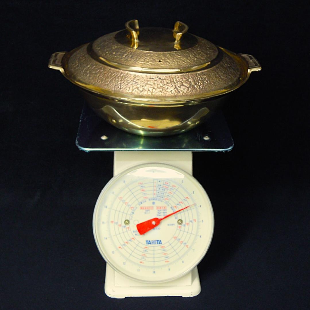 平井鋳造所 砲金鍋 水たき鍋 3.70kg 在銘 美品 化粧箱