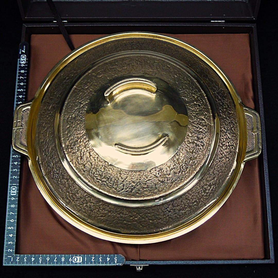 平井鋳造所 砲金鍋 水たき鍋 3.70kg 在銘 美品 化粧箱