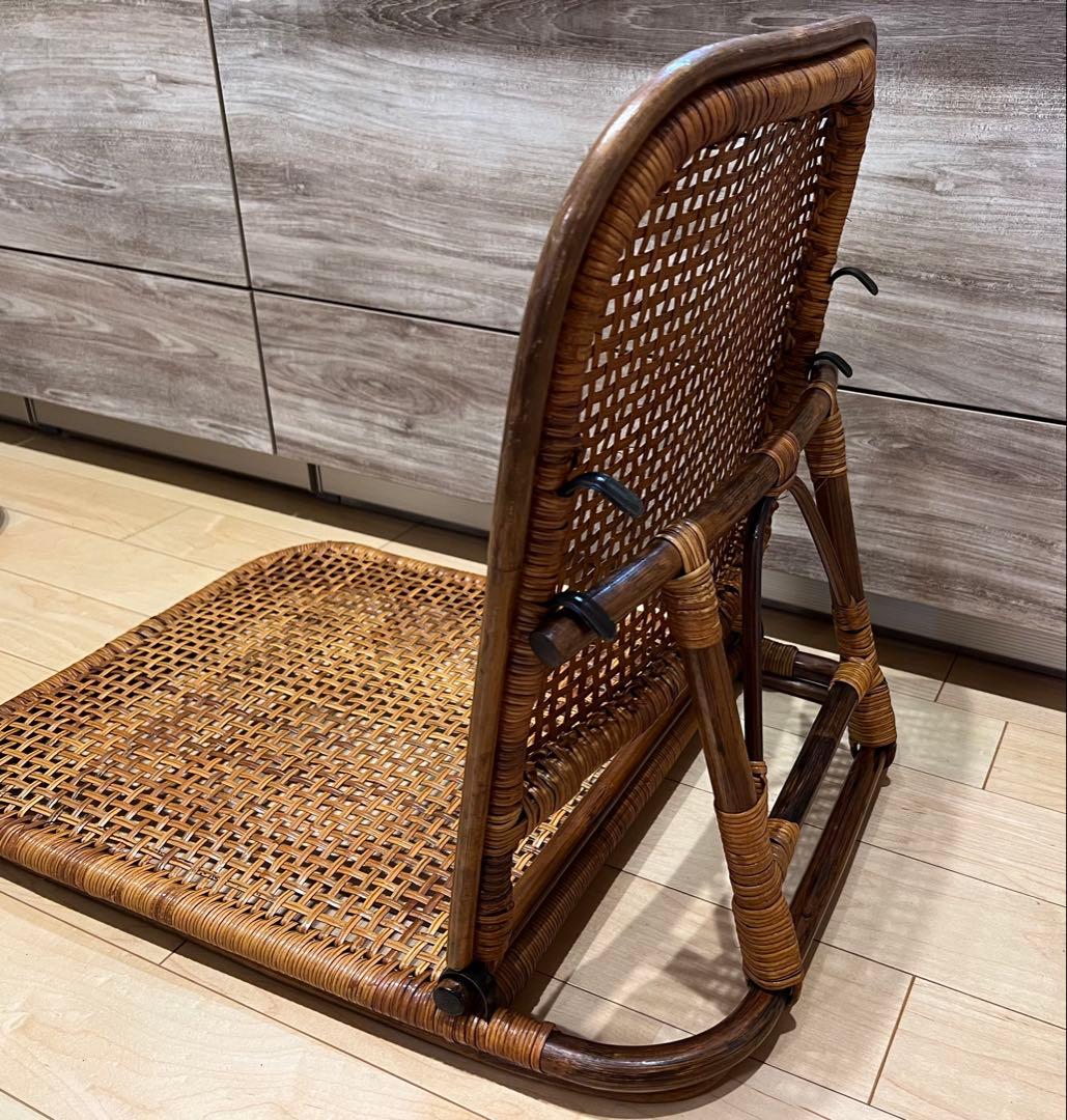 籐(ラタン)の座椅子　折りたたみチェア 4脚セットor単品