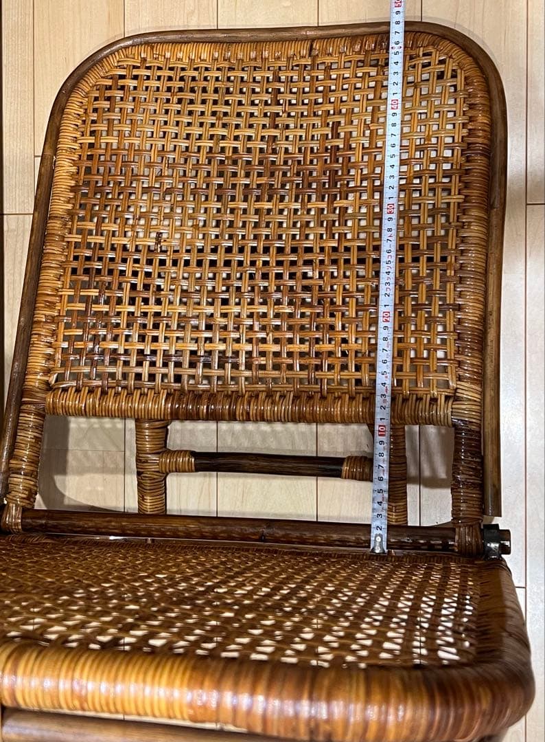 籐(ラタン)の座椅子　折りたたみチェア 4脚セットor単品