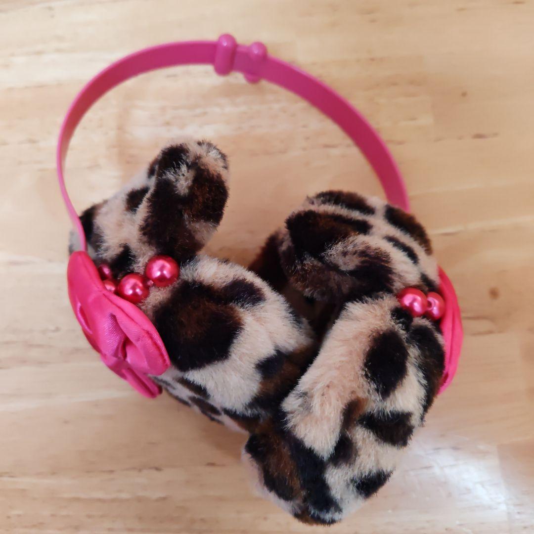 ディズニー ヒョウ柄 イヤーマフ 耳当て　ミニーちゃん　リボン　ファー