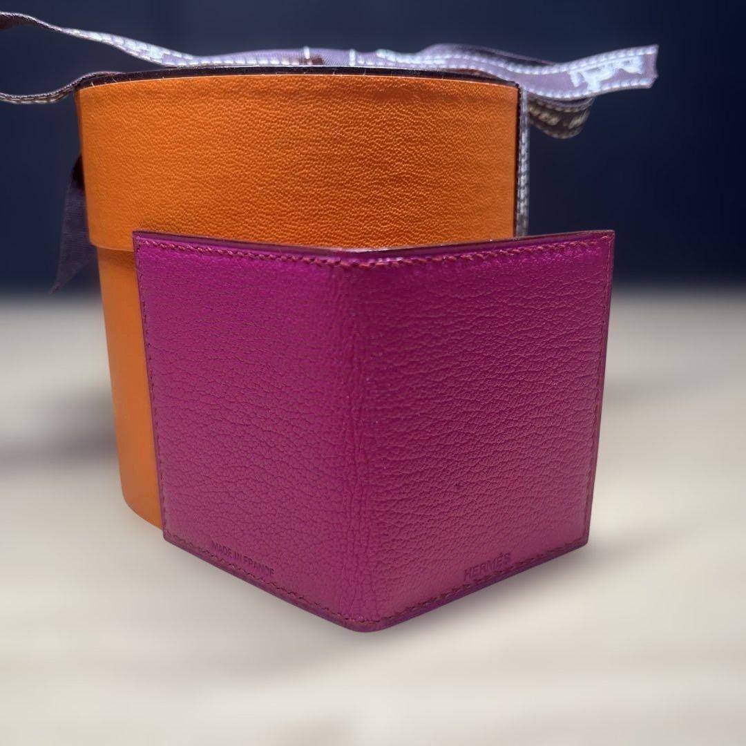 【未使用】エルメス　ミニフォトケース 写真入れ 写真ケース ピンク　レザー