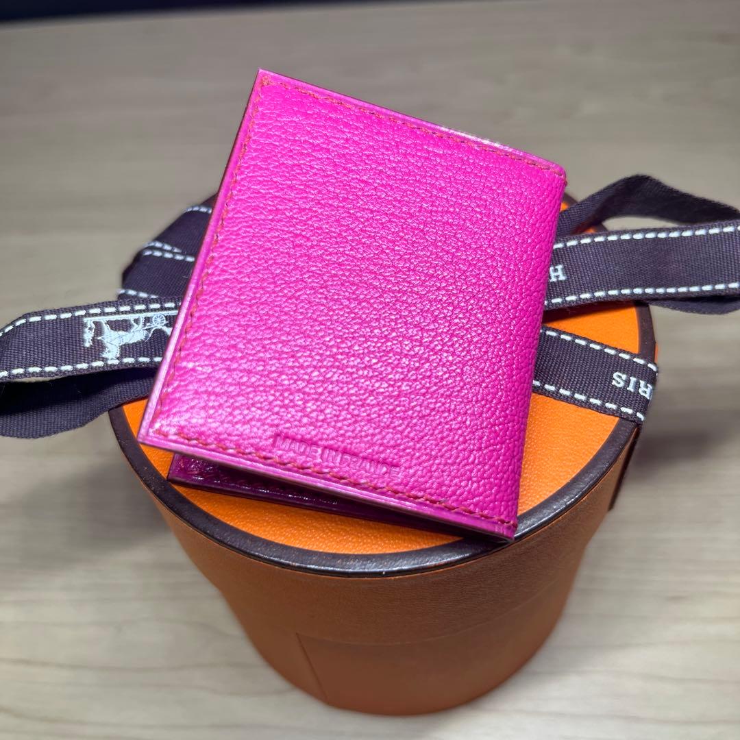 【未使用】エルメス　ミニフォトケース 写真入れ 写真ケース ピンク　レザー