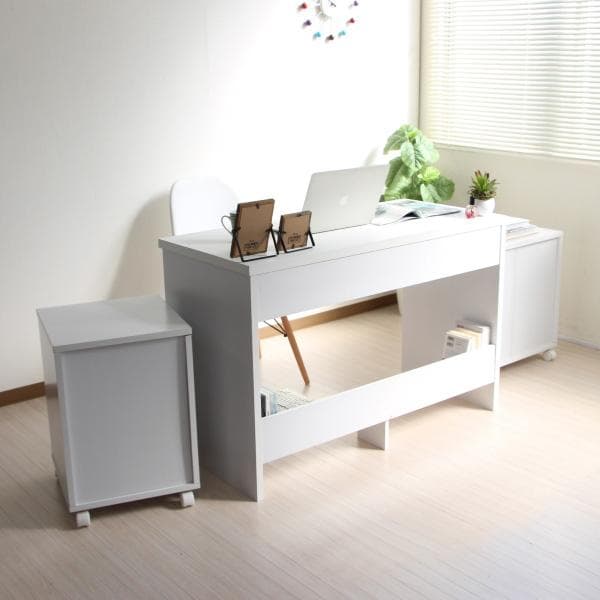 《新品・送料無料》110cm幅 システムデスク3点セット　ホワイト