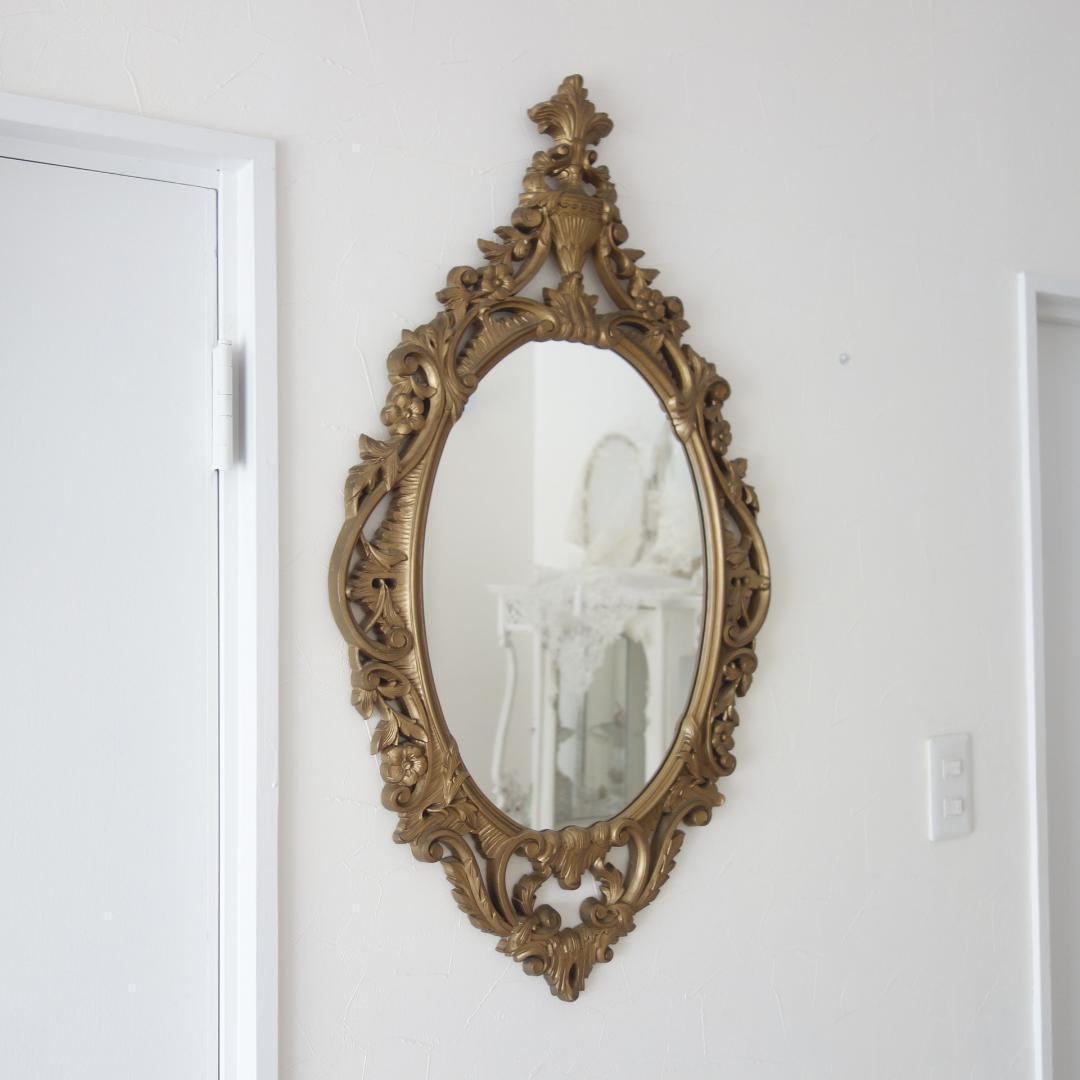 アメリカ製◆ヴィンテージ 70年代　BURWOOD社製 デコラティブ 壁掛ミラー