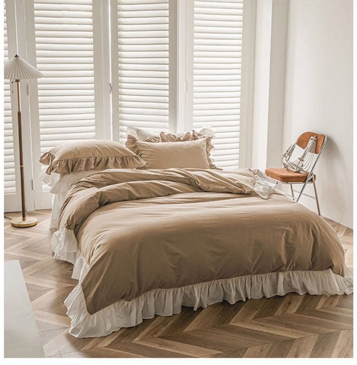 高級 寝具セット シングルカバー3点セット 綿 ダブル4点セット フリル 北欧風