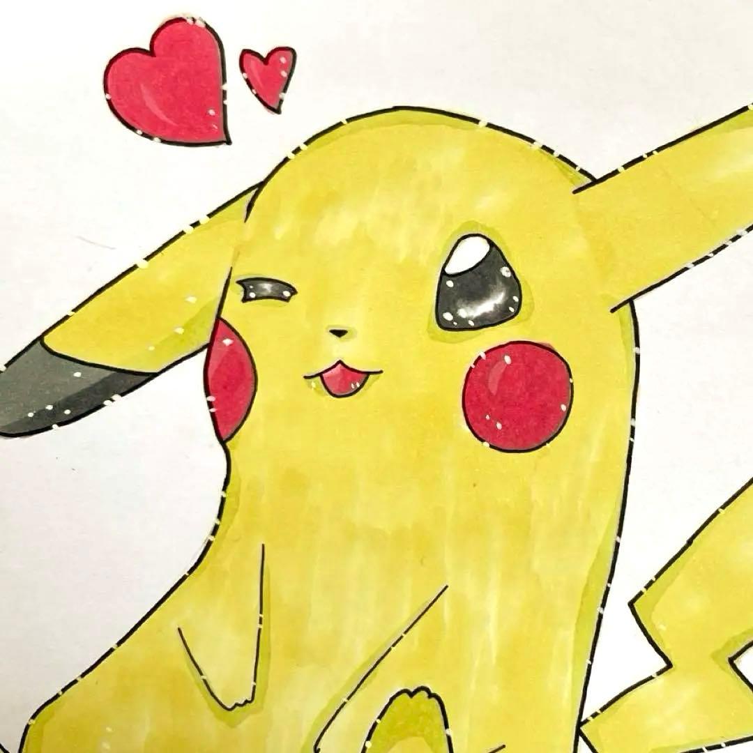 手描きイラスト☆ポケモン♪ピカチュウ コピック ミニ色紙 - メルカリ