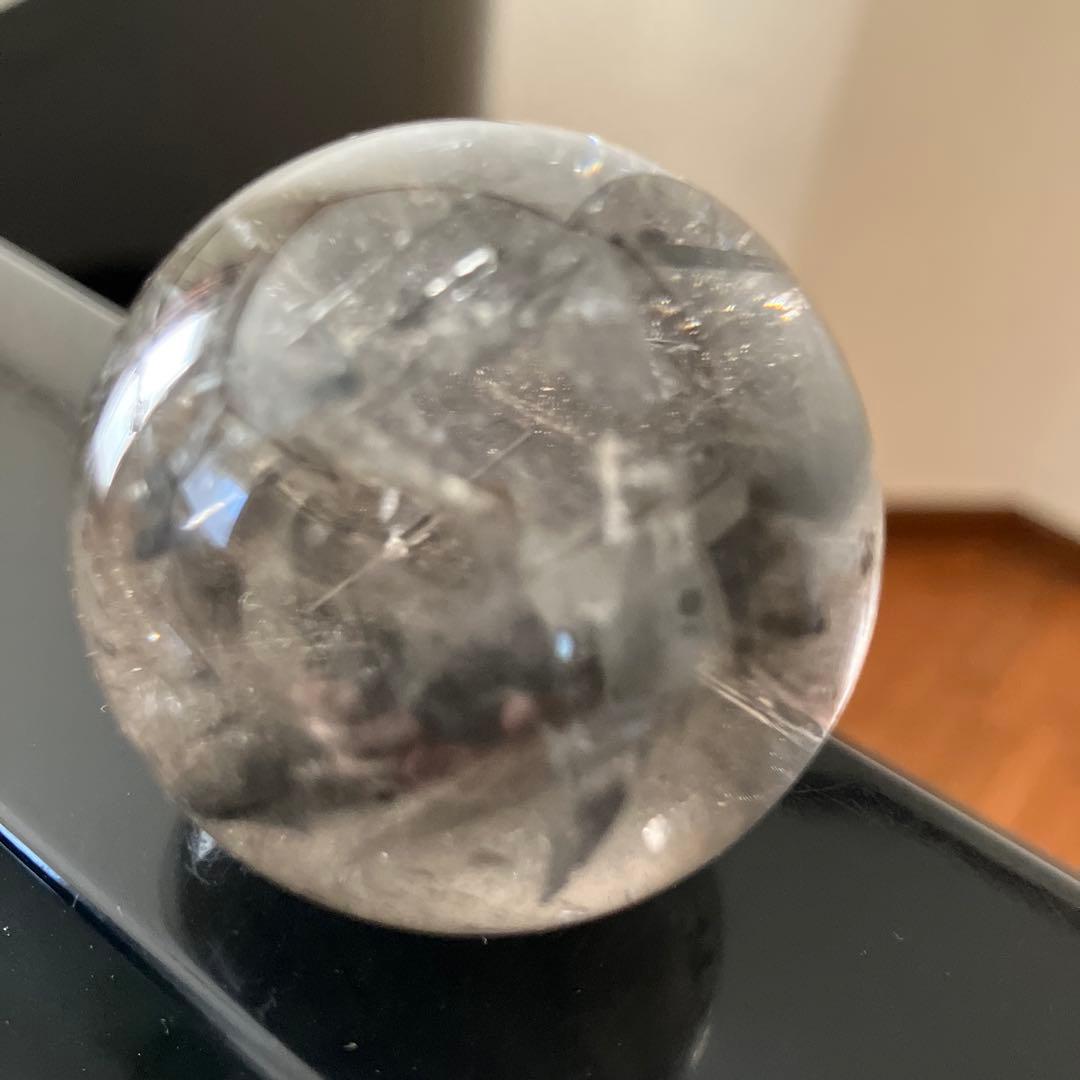 こつぶさま専用トルマリンインクォーツ　スフィア　天然石置物　E13