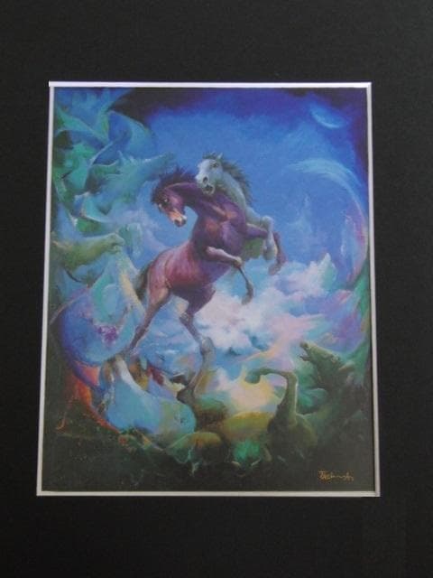 田嶌郁於、【争う】、希少な額装用画集より、新品額装付、状態良好、送料込み